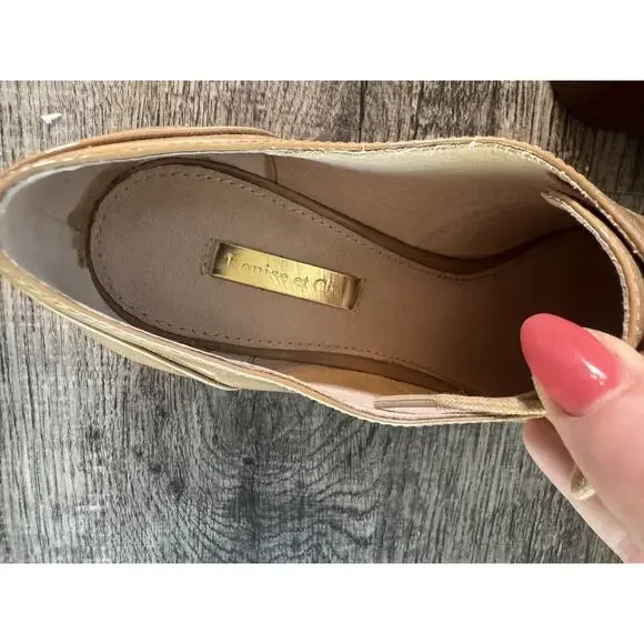 Louise et Cie Patent Oxford Shoes 9M Tan Lace-Up Block Heel Vintage Inspired - Picture 14 of 16